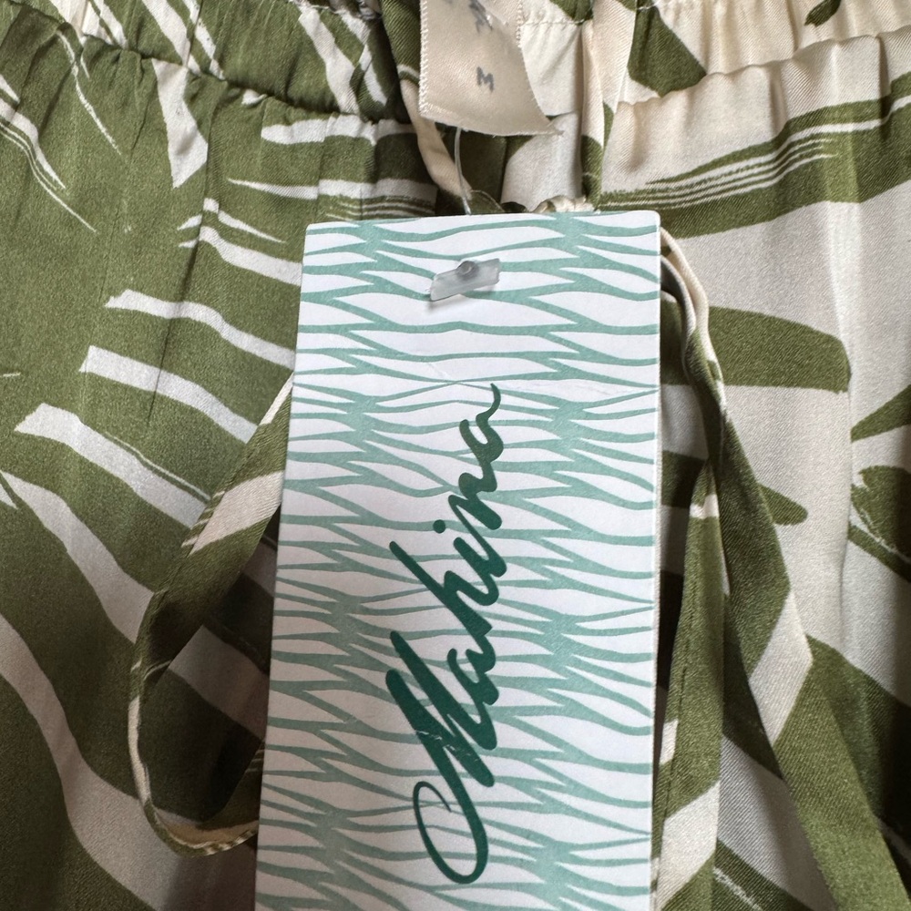 Mahina Palm Leaf Satin Baggy Pants NWT - Picture 5 of 8